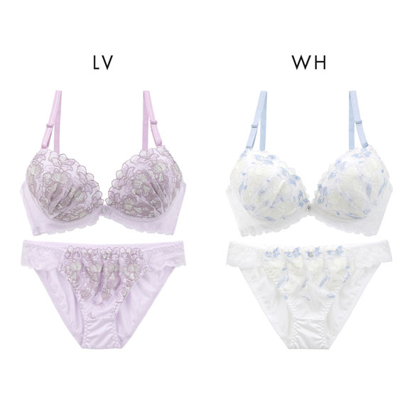 ピュアシェリ ブラジャー ショーツ セット 脇高 花柄チュール PURECHERIE