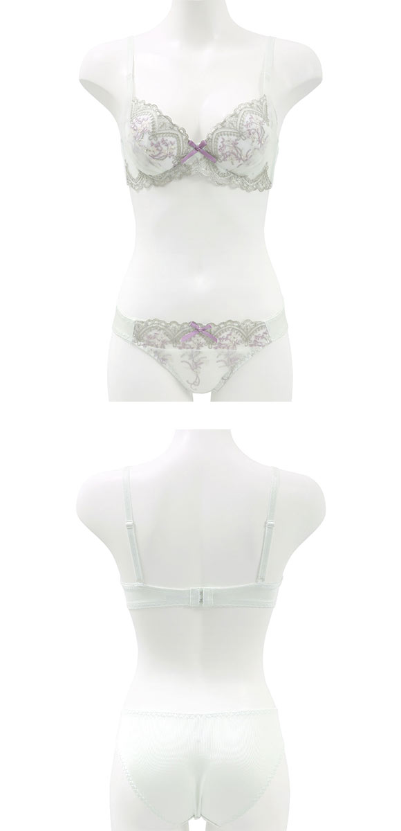 ピュアシェリ ブラジャー ショーツ セット 3色小花チュール×ハーフ PURECHERIE