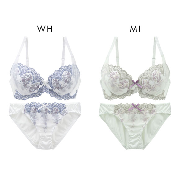 ピュアシェリ ブラジャー ショーツ セット 3色小花チュール×ハーフ PURECHERIE