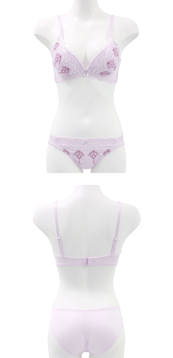 ピュアシェリ ブラジャー ショーツ セット ラメレース×小花チュール PURECHERIE