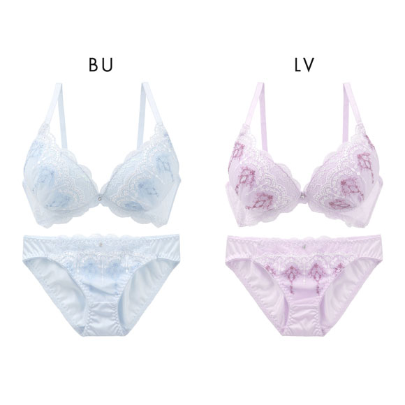 ピュアシェリ ブラジャー ショーツ セット ラメレース×小花チュール PURECHERIE