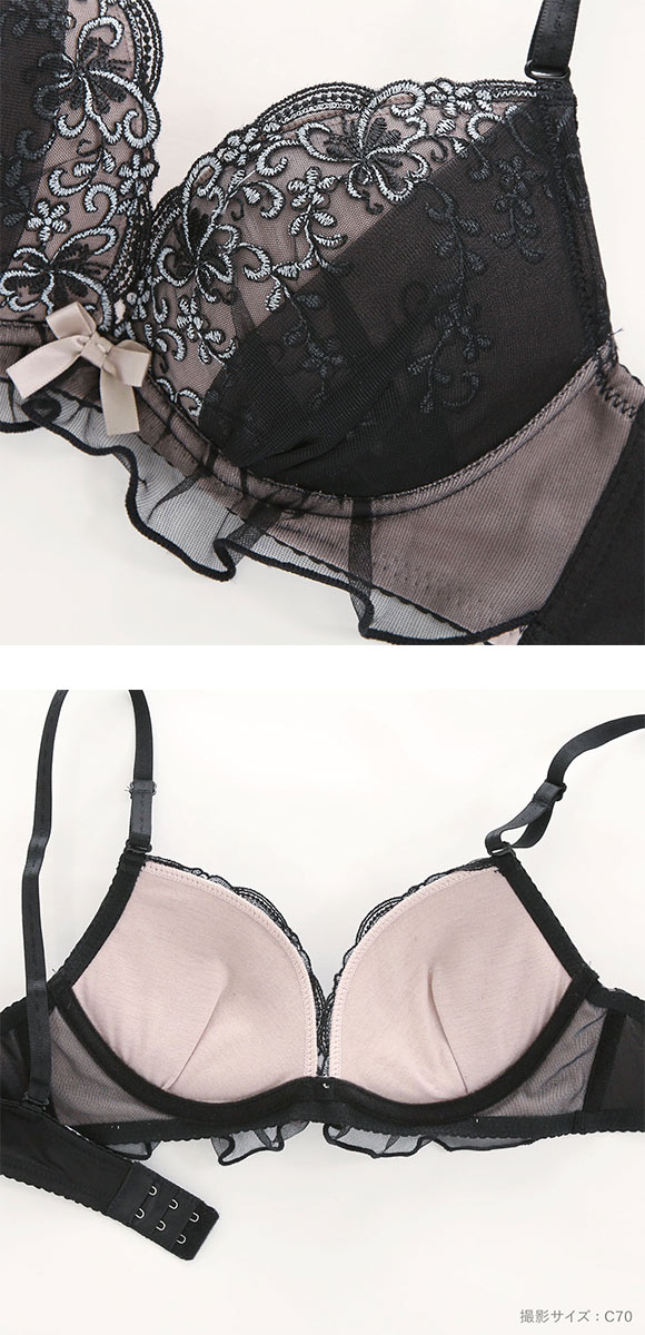ピュアシェリ ブラジャー ショーツ セット チョウ柄チュール PURECHERIE