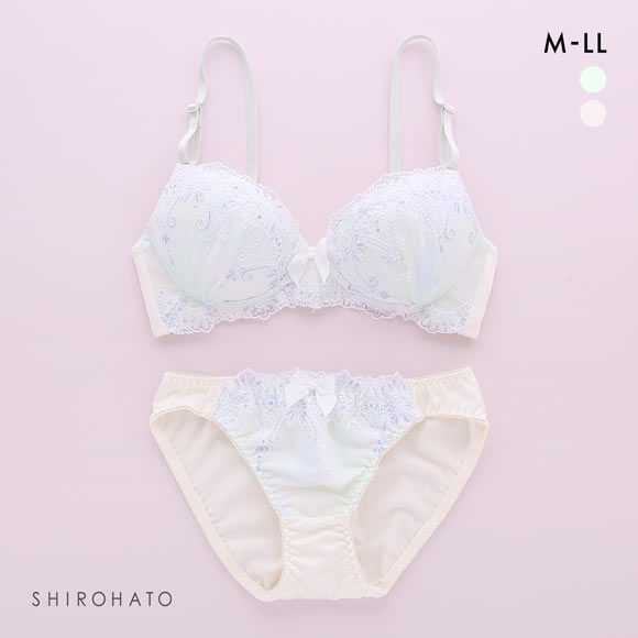 ピュアシェリ ノンワイヤー ブラジャー ショーツ セット グラデーション ラメ入チュールレース PURECHERIE
