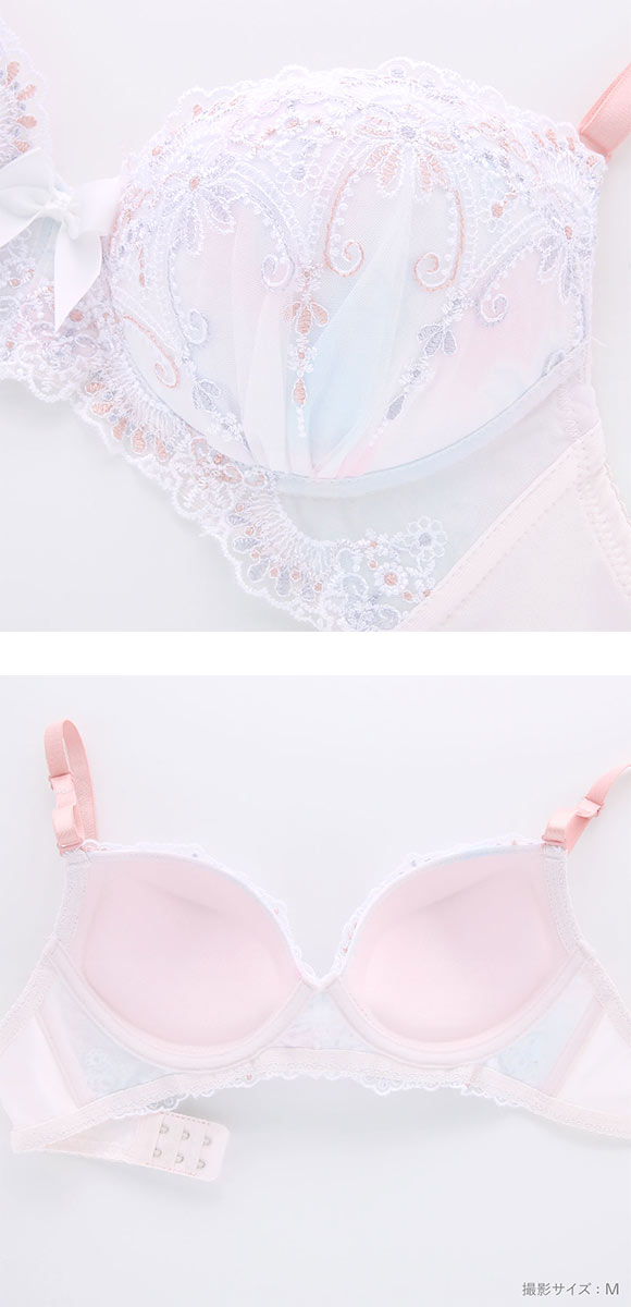 ピュアシェリ ノンワイヤー ブラジャー ショーツ セット グラデーション ラメ入チュールレース PURECHERIE