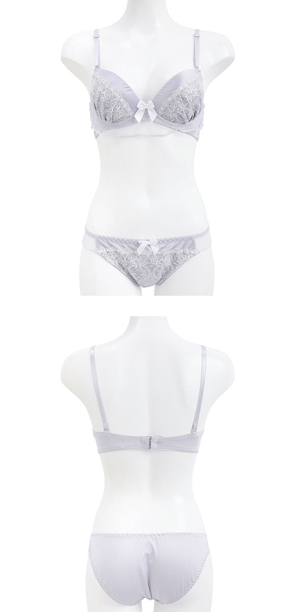 ピュアシェリ ブラジャー ショーツ セット サテン ラメ入チュールレース PURECHERIE