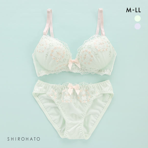 ピュアシェリ ラビットガーデン ノンワイヤー ブラセット M L LL ブラジャー ショーツ セット PURECHERIE