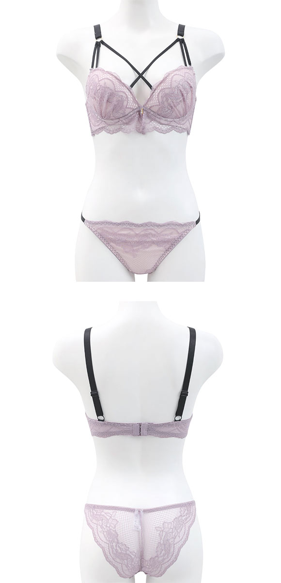 ピュアシェリ クロスストリング 総レース ブラセット ABCD ブラジャー ショーツ セット PURECHERIE