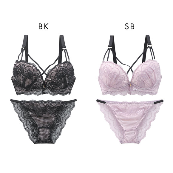 ピュアシェリ クロスストリング 総レース ブラセット ABCD ブラジャー ショーツ セット PURECHERIE