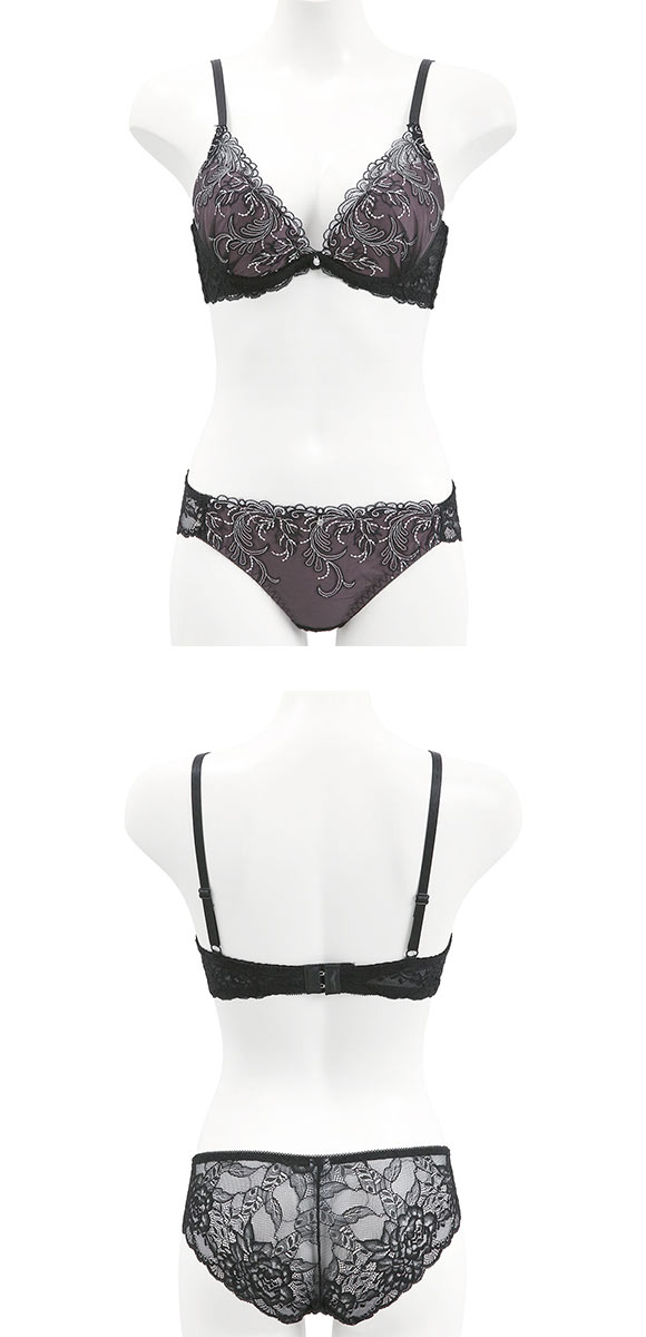 ピュアシェリ アイビーラメチュール ブラセット ABCD ブラジャー ショーツ セット 谷間 L字 脇寄せ 盛り PURECHERIE