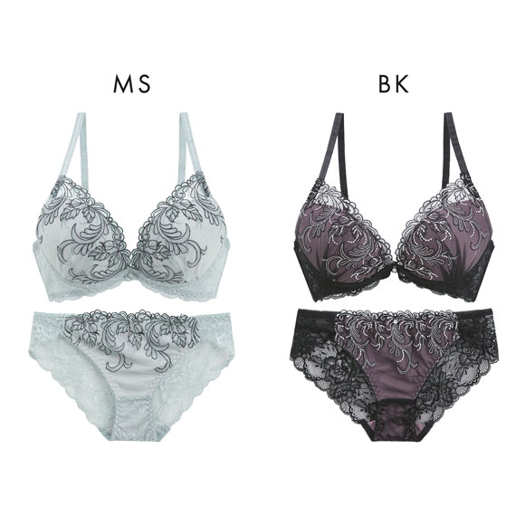 ピュアシェリ アイビーラメチュール ブラセット ABCD ブラジャー ショーツ セット 谷間 L字 脇寄せ 盛り PURECHERIE