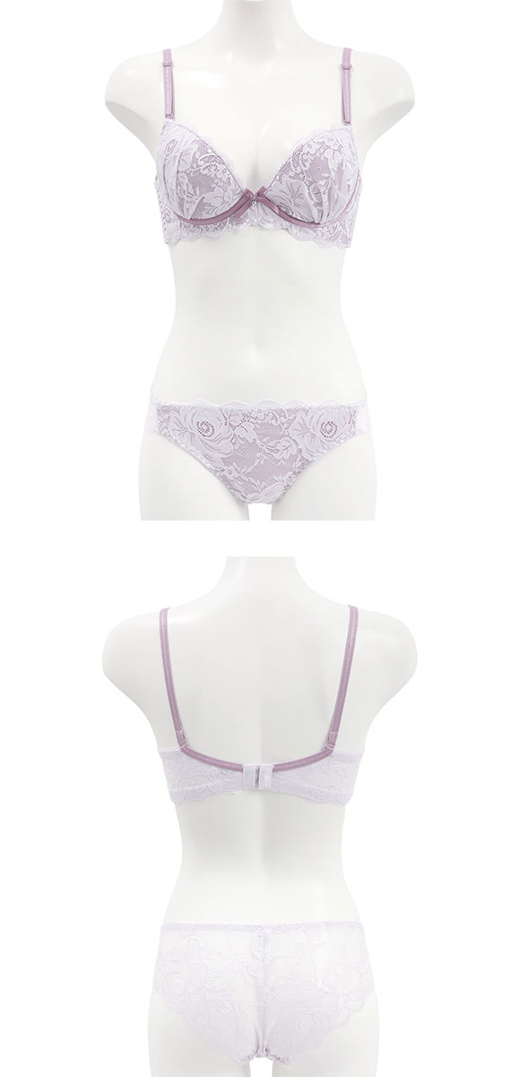 ピュアシェリ 脇高ストレッチレース×サイド編み上げ ブラセット ABCD ブラジャー ショーツ セット 谷間 L字 脇寄せ PURECHERIE