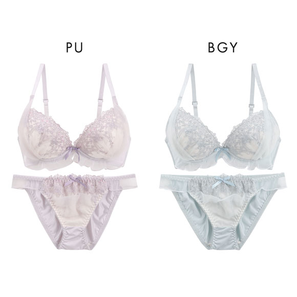 ピュアシェリ ラメチュールベール ブラセット ABCD ブラジャー ショーツ セット 谷間 L字 脇寄せ 盛り PURECHERIE