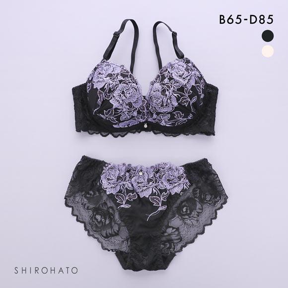 エクラ 脇高 ラメローズレース ブラセット BCD65-85 ブラジャー ショーツ セット 脇肉 谷間 脇寄せ ECLAT