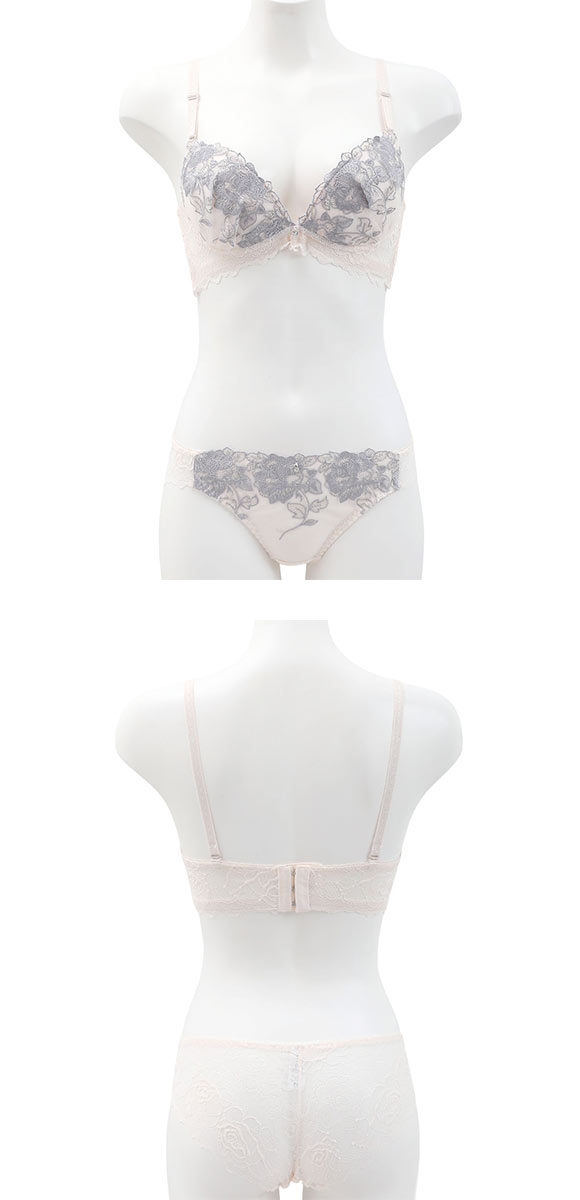 エクラ 脇高 ラメローズレース ブラセット BCD65-85 ブラジャー ショーツ セット 脇肉 谷間 脇寄せ ECLAT