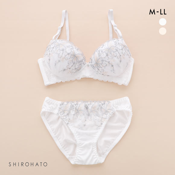 ピュアシェリ バタフライラメチュール ノンワイヤー ブラセット M L LL ブラジャー ショーツ セット ワイヤレス 大きいサイズ PURECHERIE