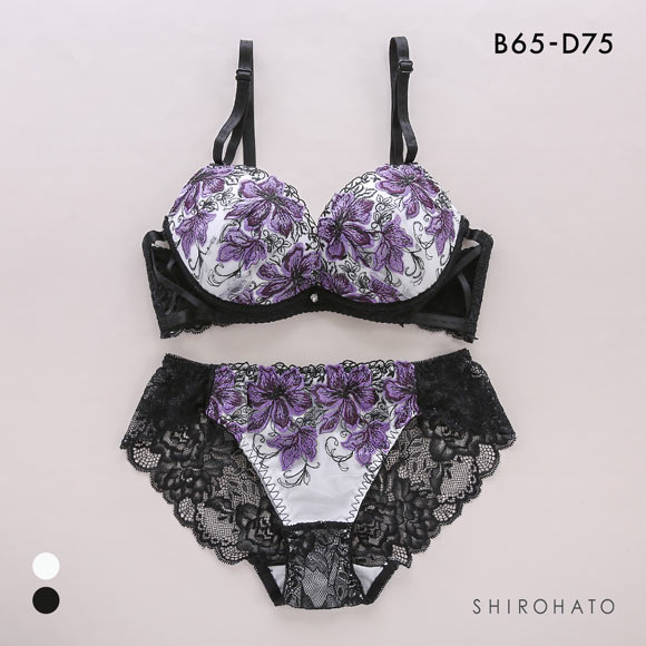 ピュアシェリ レーシーサイドクロス ブラセット ABCD ブラジャー ショーツ セット 盛り 谷間 美胸 L字 脇寄せ 総レース PURECHERIE