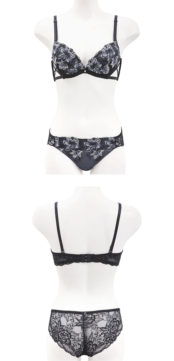 ピュアシェリ レーシーサイドクロス ブラセット ABCD ブラジャー ショーツ セット 盛り 谷間 美胸 L字 脇寄せ 総レース PURECHERIE