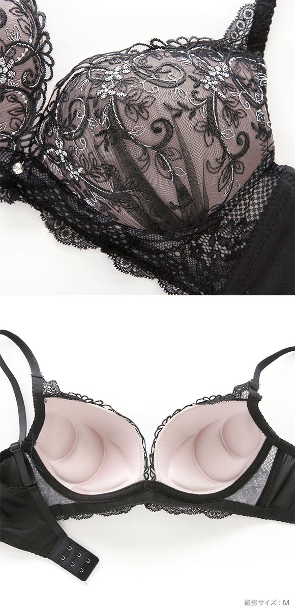 ピュアシェリ アイビーラメレース 脇高ノンワイヤー ブラセット M L LL ブラジャー ショーツ セット ワイヤレス 脇肉 PURECHERIE