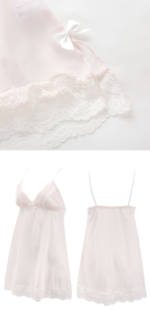 ピュアシェリ フェアリーフリル リボン通し キャミ＆タップパンツ セットアップ M L 上下セット スリップ ベビードール PURECHERIE