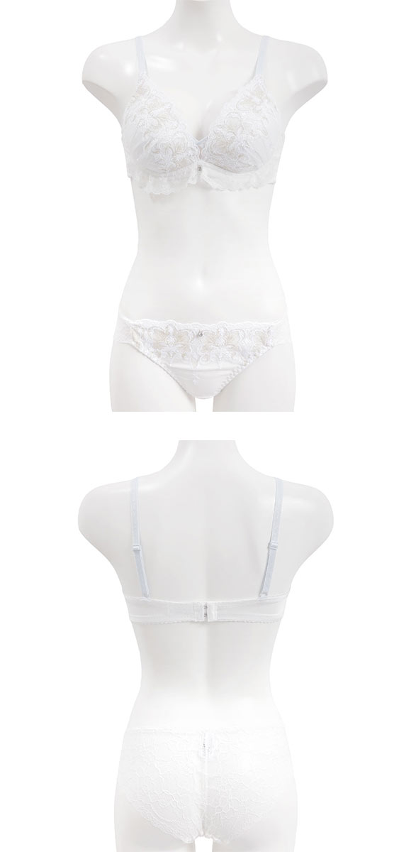 ピュアシェリ ラメ刺繍×クロステープ ノンワイヤー ブラセット M L LL ブラジャー ショーツ セット ワイヤレス 脇肉 PURECHERIE