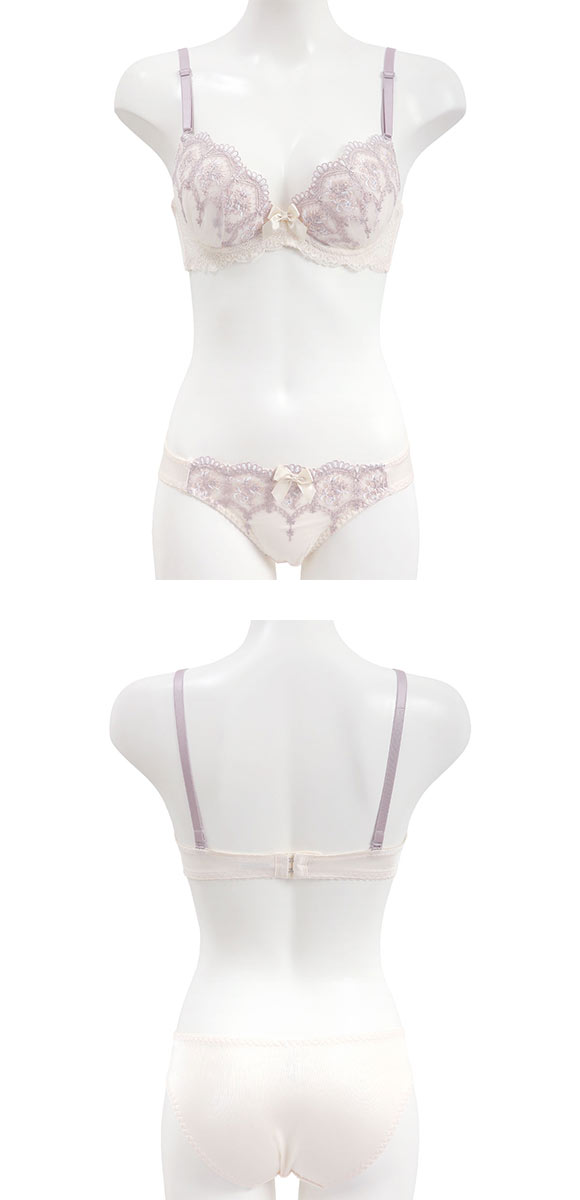 ピュアシェリ 3色小花アーチ ブラセット ABCD ブラセット ABCD 谷間 盛り 脇寄せ ブラジャー ショーツ セット PURECHERIE