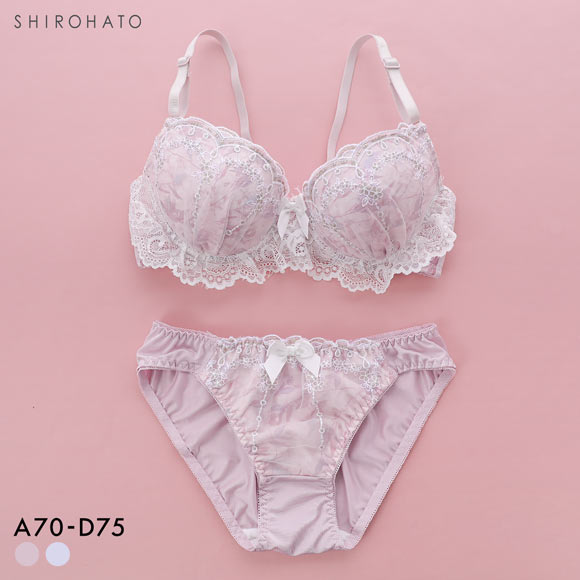ピュアシェリ フラワーシフォンラメ ブラセット ABCD 谷間 脇寄せ 盛り胸 ブラジャー ショーツ セット PURECHERIE