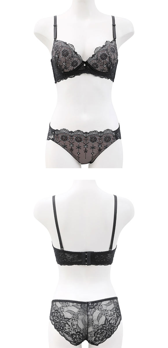 ウィンターコレクション 脇高ラメチュール ブラジャー ショーツ セット 脇高 ラメフラワー 大きいサイズ Winter Collection