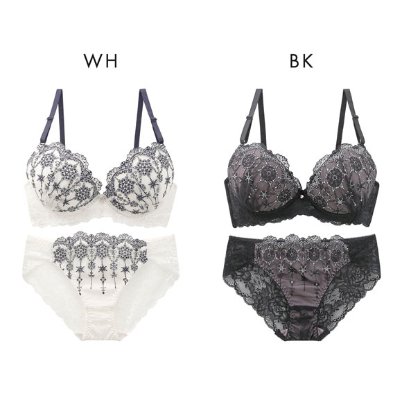 ウィンターコレクション 脇高ラメチュール ブラジャー ショーツ セット 脇高 ラメフラワー 大きいサイズ Winter Collection