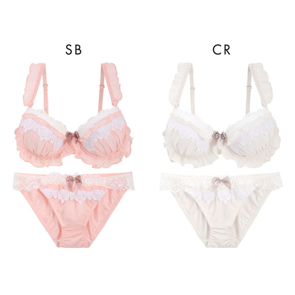 ピュアシェリ スウィートシフォンフリル×ケミカル ブラセット ABCD 谷間 盛り 脇寄せ ブラジャー ショーツ セット PURECHERIE