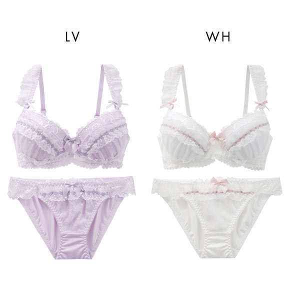 ピュアシェリ 脇高 ハーフレースリボン ブラセット ABCD 谷間 盛り 脇寄せ ブラジャー ショーツ セット PURECHERIE