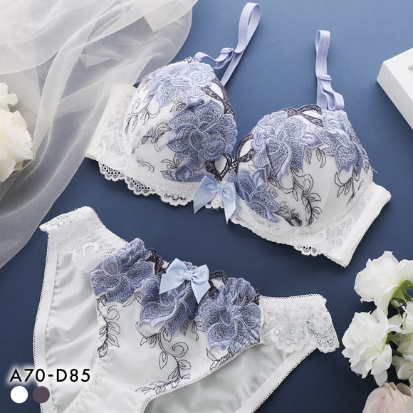 エクラ 脇高 大花チュール ブラセット ABCD 大きいサイズ 脇肉 谷間 盛り 脇寄せ バストアップ ブラジャー ショーツ ECLAT