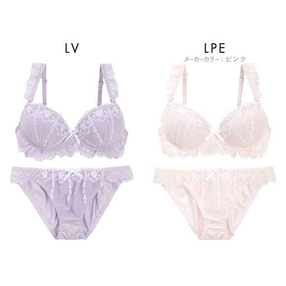 ピュアシェリ ロマンティックローズ ブラセット ABCD 谷間 盛り 脇寄せ ブラジャー ショーツ セット PURECHERIE