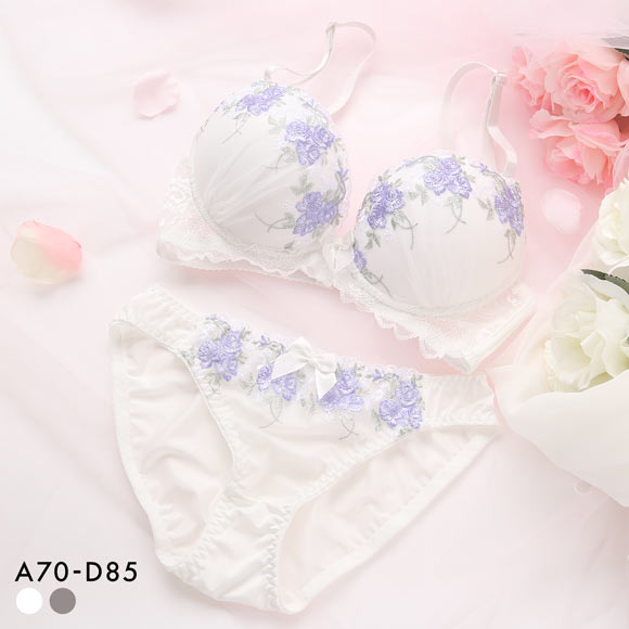 ピュアシェリ ローズブーケ ブラセット ABCD 谷間 盛り 脇寄せ ブラジャー ショーツ セット PURECHERIE 大きいサイズ