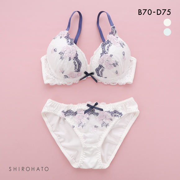 ピュアシェリ ストレッチレース×花柄チュール ブラセット BCD 谷間 L字 脇寄せ 盛り胸 ブラジャー ショーツ セット PURECHERIE