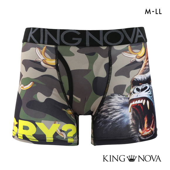 キングノバ BIGゴリラ ボクサーパンツ メンズ 前あき  M L LL ストレッチ プリント 大きいサイズ 贈り物 ギフト KING NOVA