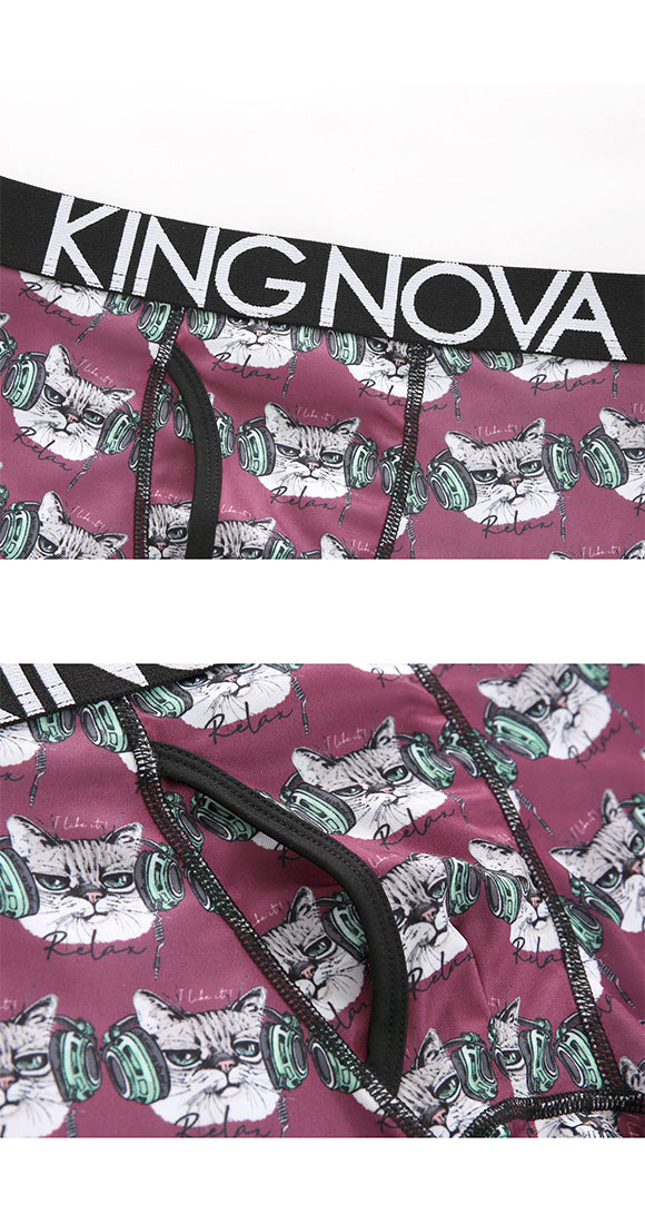 キングノバ ボクサーパンツ メンズ 前あき ねこ柄 三枚組 3P 3点セット KING NOVA