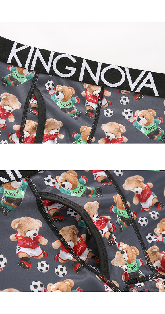 キングノバ ボクサーパンツ メンズ 前あき くま柄 三枚組 3P 3点セット KING NOVA