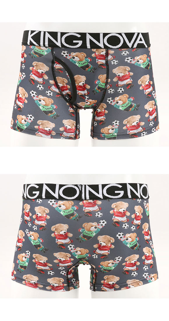 キングノバ ボクサーパンツ メンズ 前あき くま柄 三枚組 3P 3点セット KING NOVA