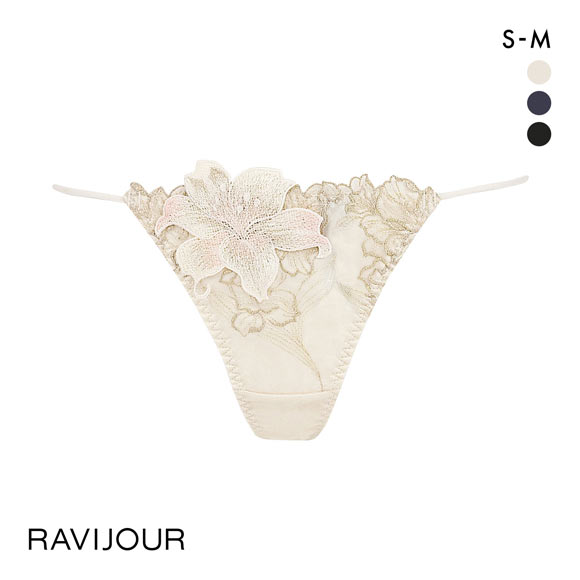 ラヴィジュール マリーサテン ストレッチレース Tバックショーツ タンガ ソング SM バックレース 透け ストリング RAVIJOUR