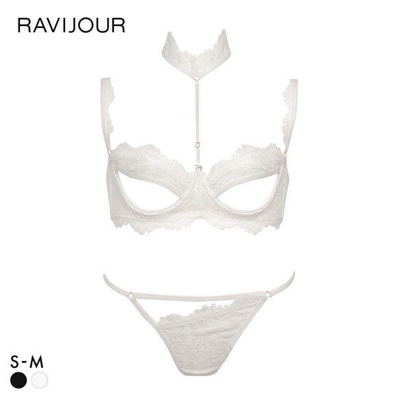 ラヴィジュール ノワールブラン ブラ＆Tバック セット ブラショーツ セット Tバックショーツ セクシー 過激 ランジェリー RAVIJOUR