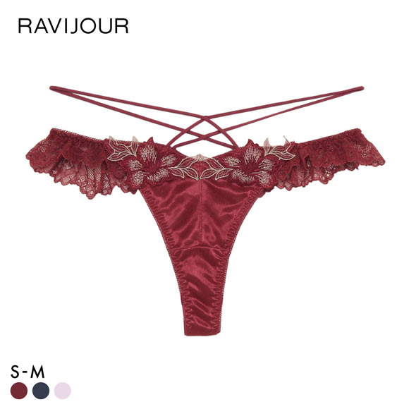 ラヴィジュール グロリアージュ フリルレース Tバックショーツ ソング タンガ SM バックレース 透け RAVIJOUR