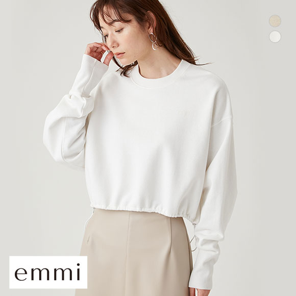 エミ ラメ裏毛クロップドプルオーバー emmi