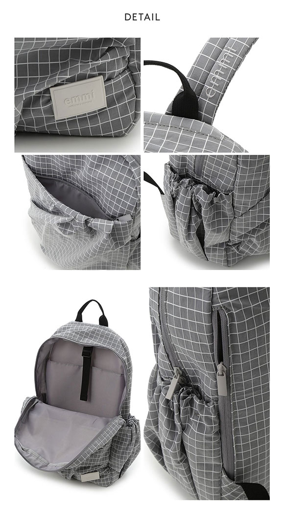 エミ ボックスチェックギャザーボディーバックパック emmi