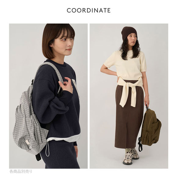 エミ ボックスチェックギャザーボディーバックパック emmi