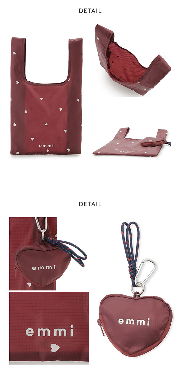 エミ HEART プリントハートチャーム付きエコバッグ emmi