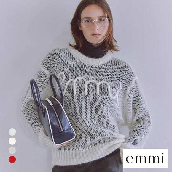 エミ emmiロゴモヘアニットトップス emmi