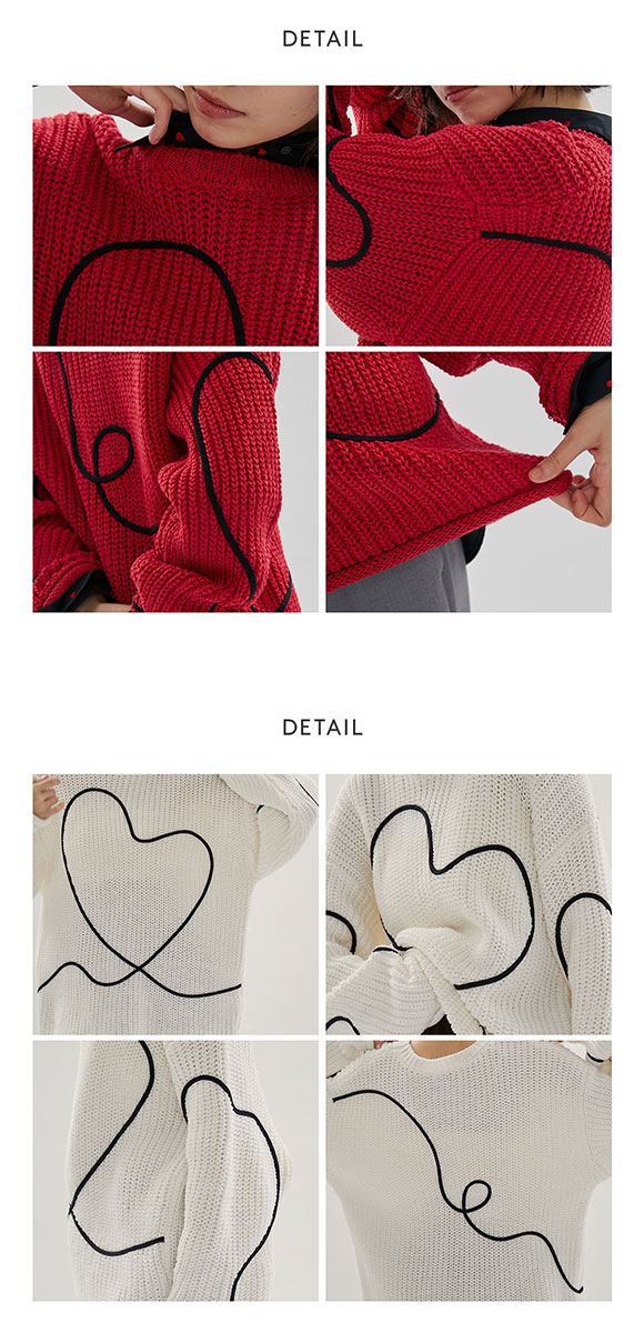 エミ HEART ONLINE限定カラーあり ハートエンブロイダリーニット