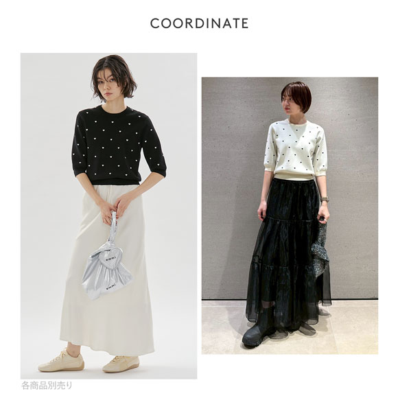 エミ HEART eco ハーフスリーブハートジャガードニット アンサンブル可能 emmi