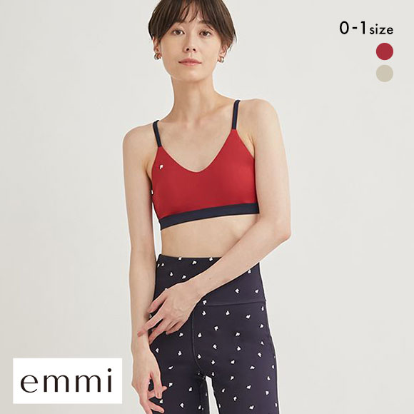 エミ WELLNESS&TRAINING FILAコラボブラトップ ブラジャー ノンワイヤー スポーツブラ カップイン 単品 emmi