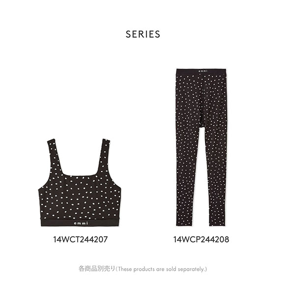 エミ WELLNESS&TRAINING eco ドット柄ブラトップ ブラジャー ノンワイヤー スポーツブラ カップイン emmi
